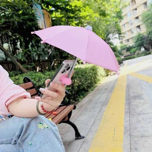 智能手机户外防雨水防晒遮阳伞免安装直播支架配套降温小伞神器