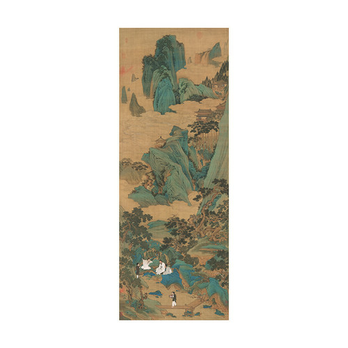 仇英山水画桃源仙境图画心国画工笔人物画高清微喷66.7X175cm原大