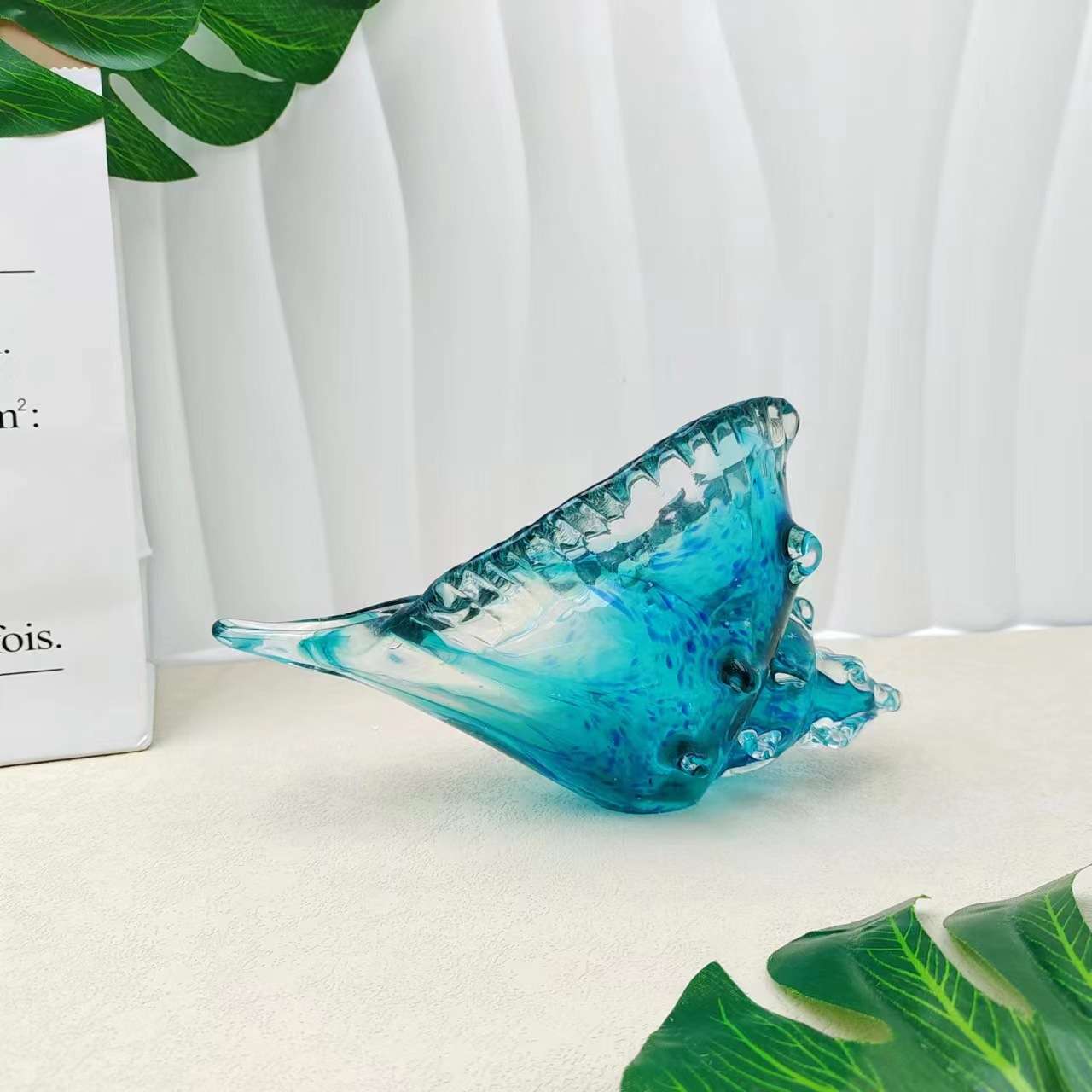 现代艺术贝壳海螺玻璃创意果盘摆件样板间家居客厅餐桌玄关工艺品