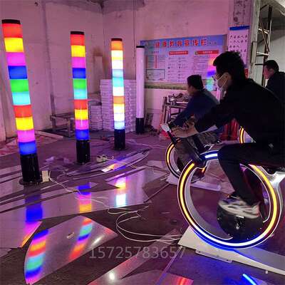 无动力脚踩发光水车互动骑行道具户外脚踏喷水单车亲子游乐道具