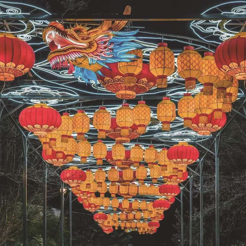 龙头龙尾花灯大型彩灯厂家景观花灯连廊神龙穿越天幕中国龙花灯