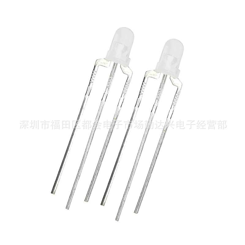 f3雾状蓝翠绿共阳3mm蓝绿色双色指示灯直插式led灯珠发光二级管