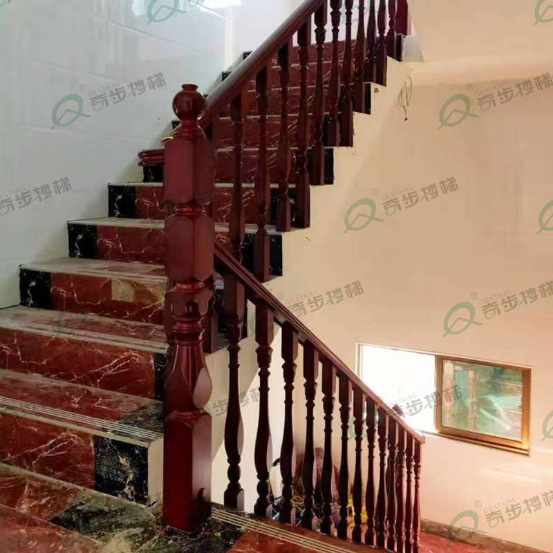 奇步楼梯泰国橡胶木扶手马蹄形 方形 家用室内楼梯 45×75mm