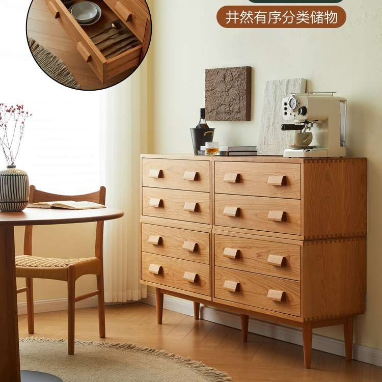北欧实木斗柜家用客厅靠墙带抽屉收纳柜卧室复古多功能储物柜组合