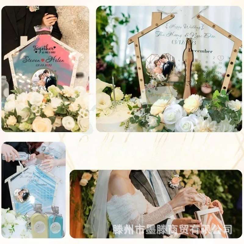 自定义图案木质工艺品婚礼装饰套装海滩婚礼沙仪式结婚纪念日