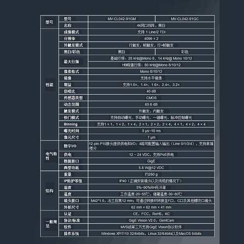 海康 工业相机MV-CL042-91GM 4K网口线阵相机 机器视觉自动化检测
