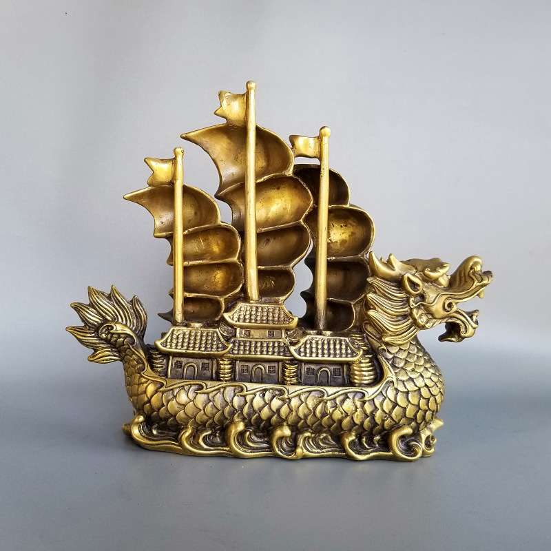 铜龙船一帆风顺帆船摆件大号满载而归创意家居客厅办公室工艺品