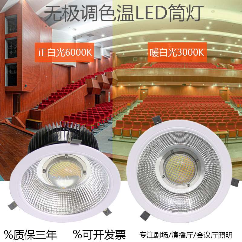 调光调色温led筒灯 30w50w60w80w变光双色DMX512筒灯礼堂照明射灯