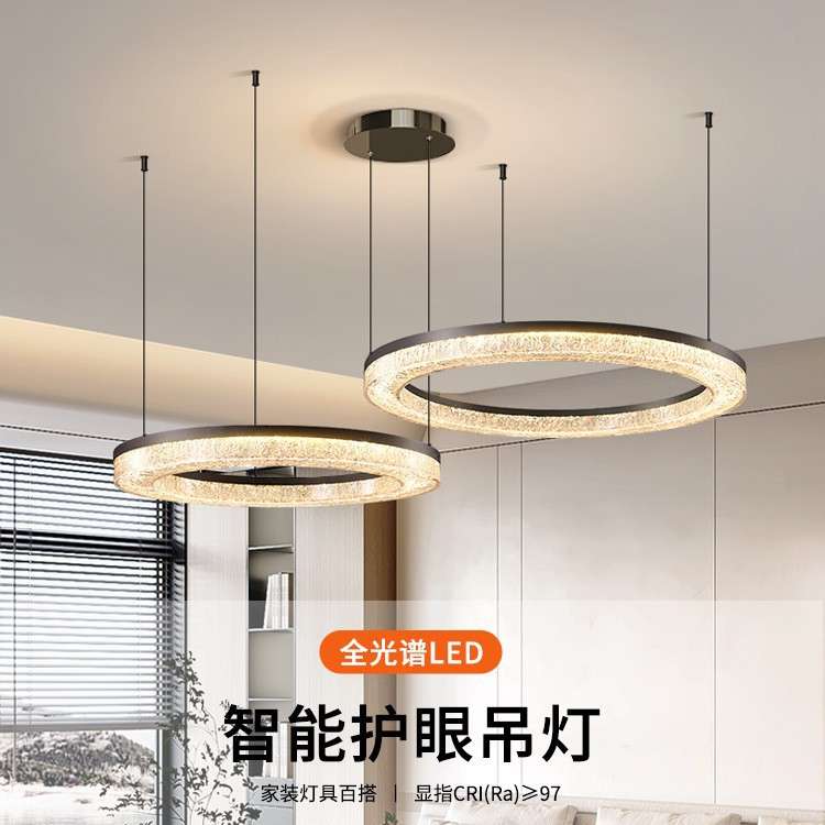 高端树脂圆环客厅吊灯现代简约2025新款意式轻奢灯具套餐全屋组合