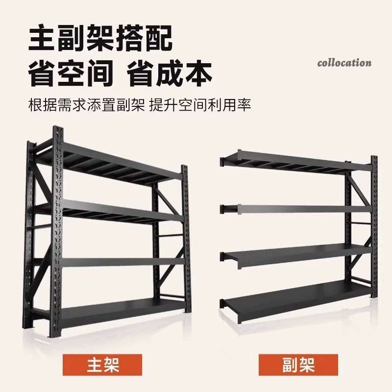 仓储货架黑色轻型亚马逊组装款每层承重100kg家用库房置物架铁架