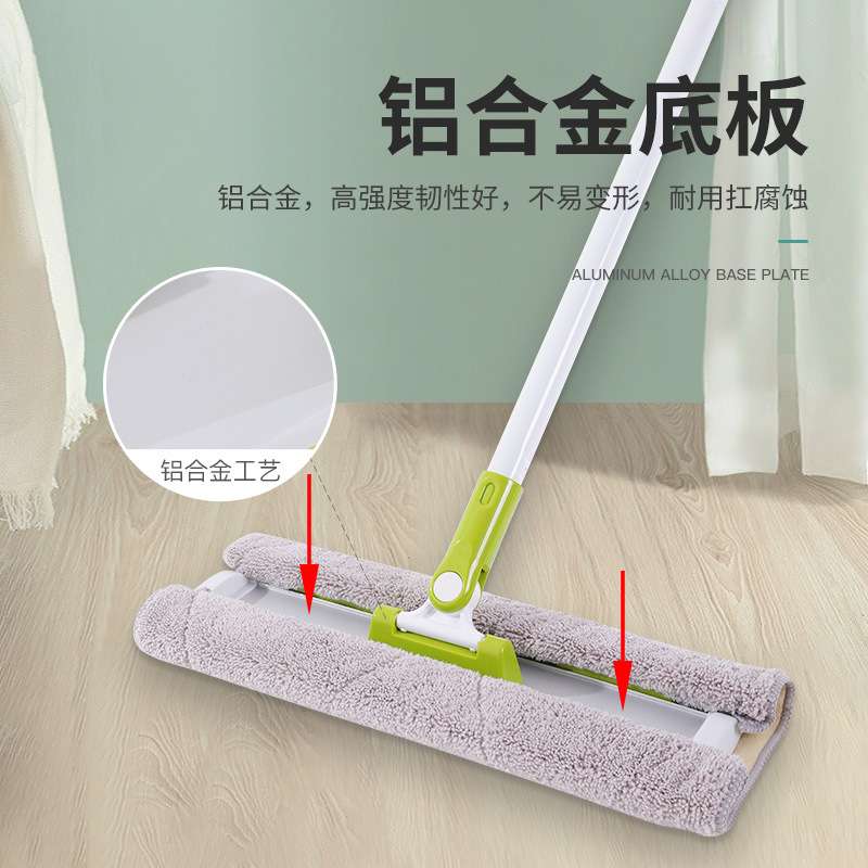 夹固式平板拖把家用懒人一拖净吸水除尘干湿两用夹布伸缩铁杆拖把