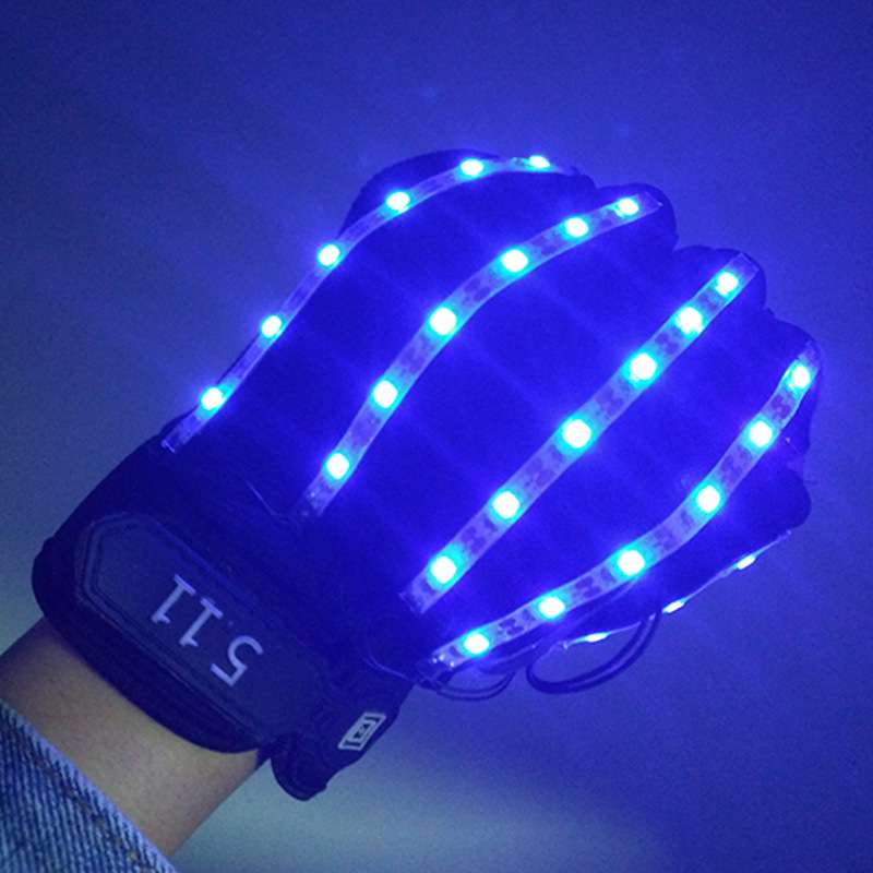 LED金刚狼闪烁发光手套跨境电音节酒吧蹦迪dj打碟气氛助威道具批