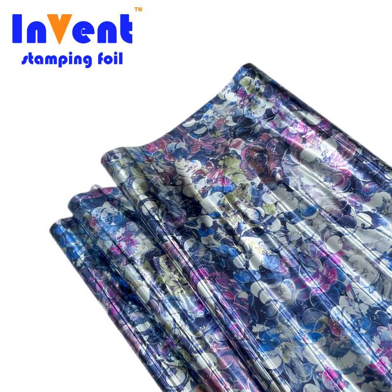 12u75CM多彩花瓣布料烫金纸花膜服装纺织水洗丝印烫金浆膜印箔