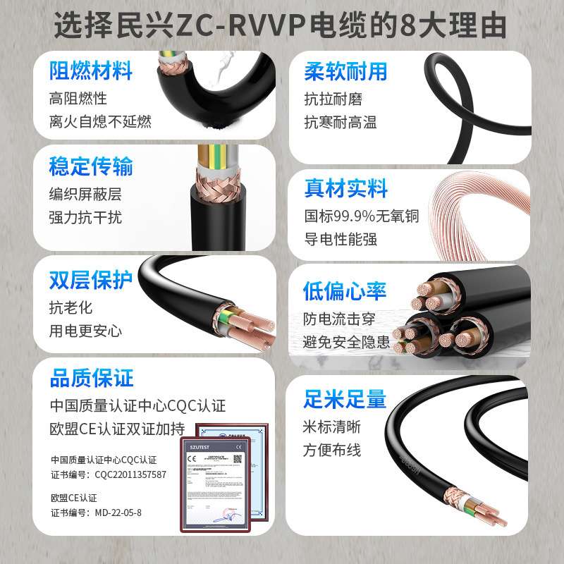 民兴电缆RVVP国标双层屏蔽音频信号线两芯三芯四芯控制电线缆厂家