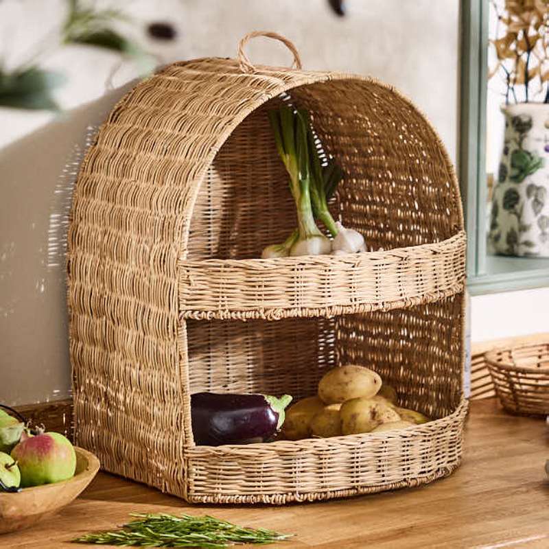藤编厨房置物架家用桌面多层收纳架放菜架蔬菜架篮子水果收纳筐