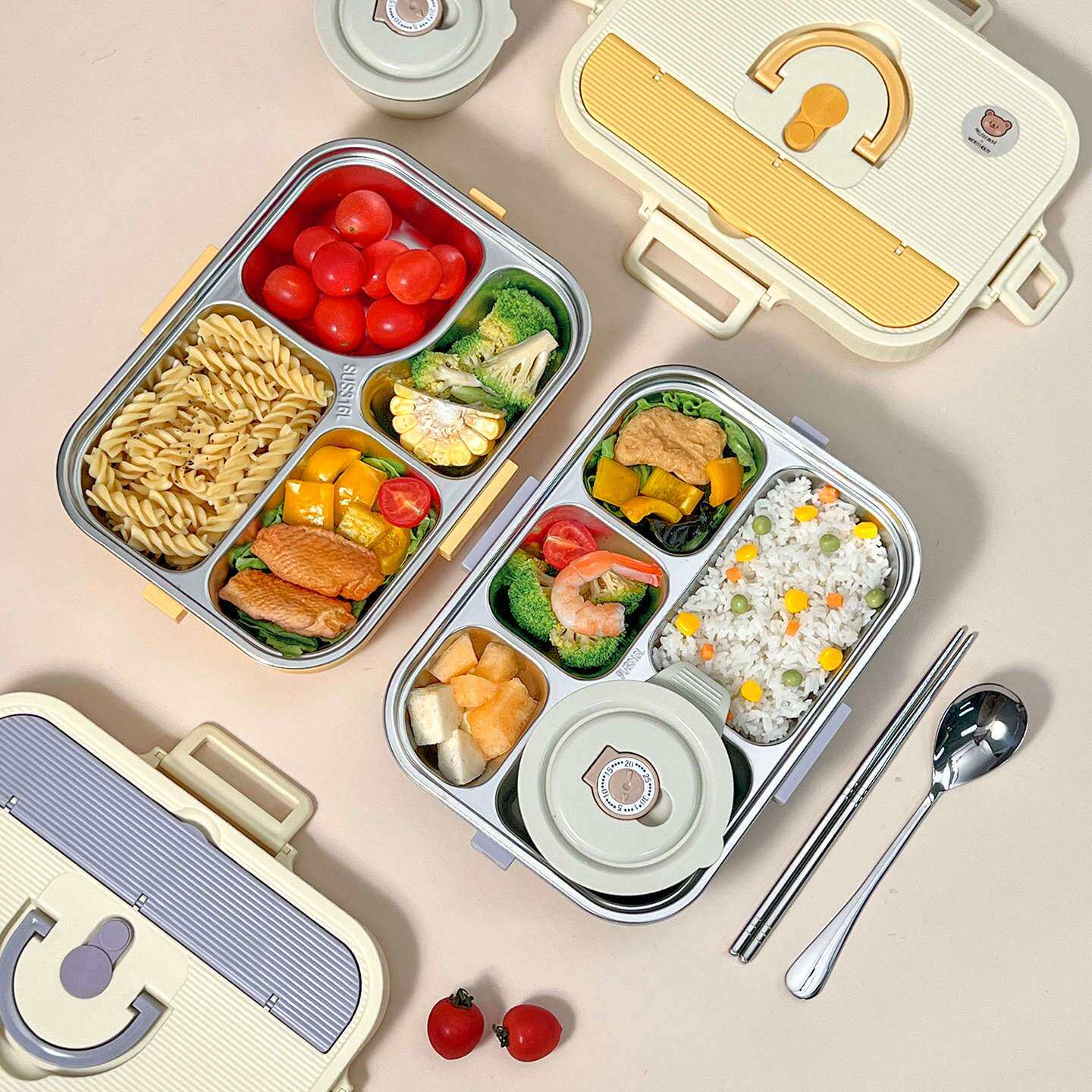 学生饭盒316不锈钢大容量分格餐盒儿童上班族食堂午餐盒餐具套装