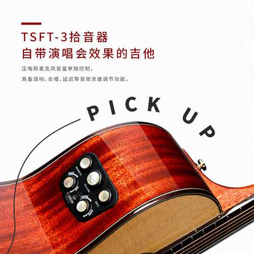 Trumon楚门3.0新款TFL1955海豚物语全单板民谣吉他初学者加振电箱