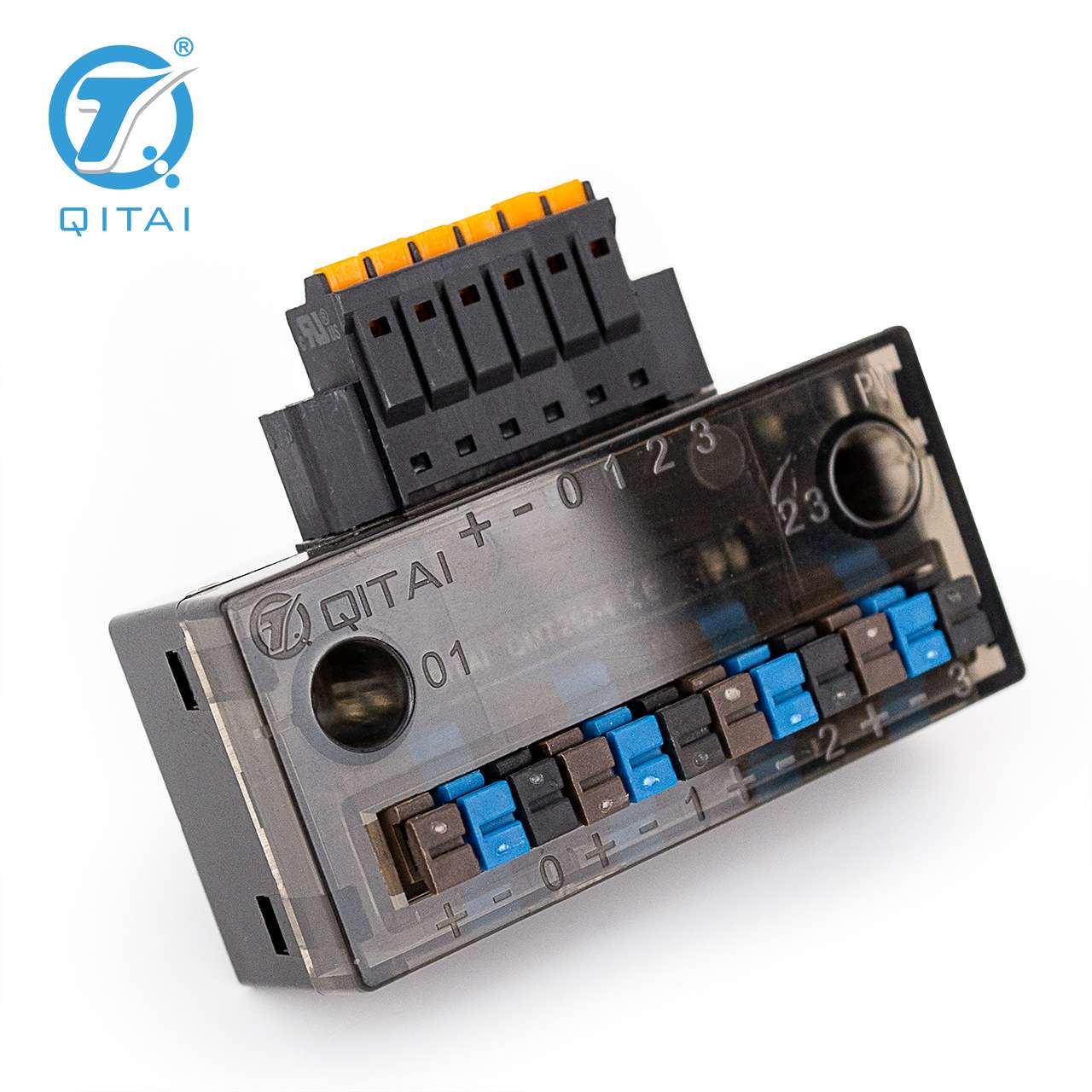 QMT282-4端子台IO信号分线盒弹簧接线带防尘盖快速接线导轨式并线