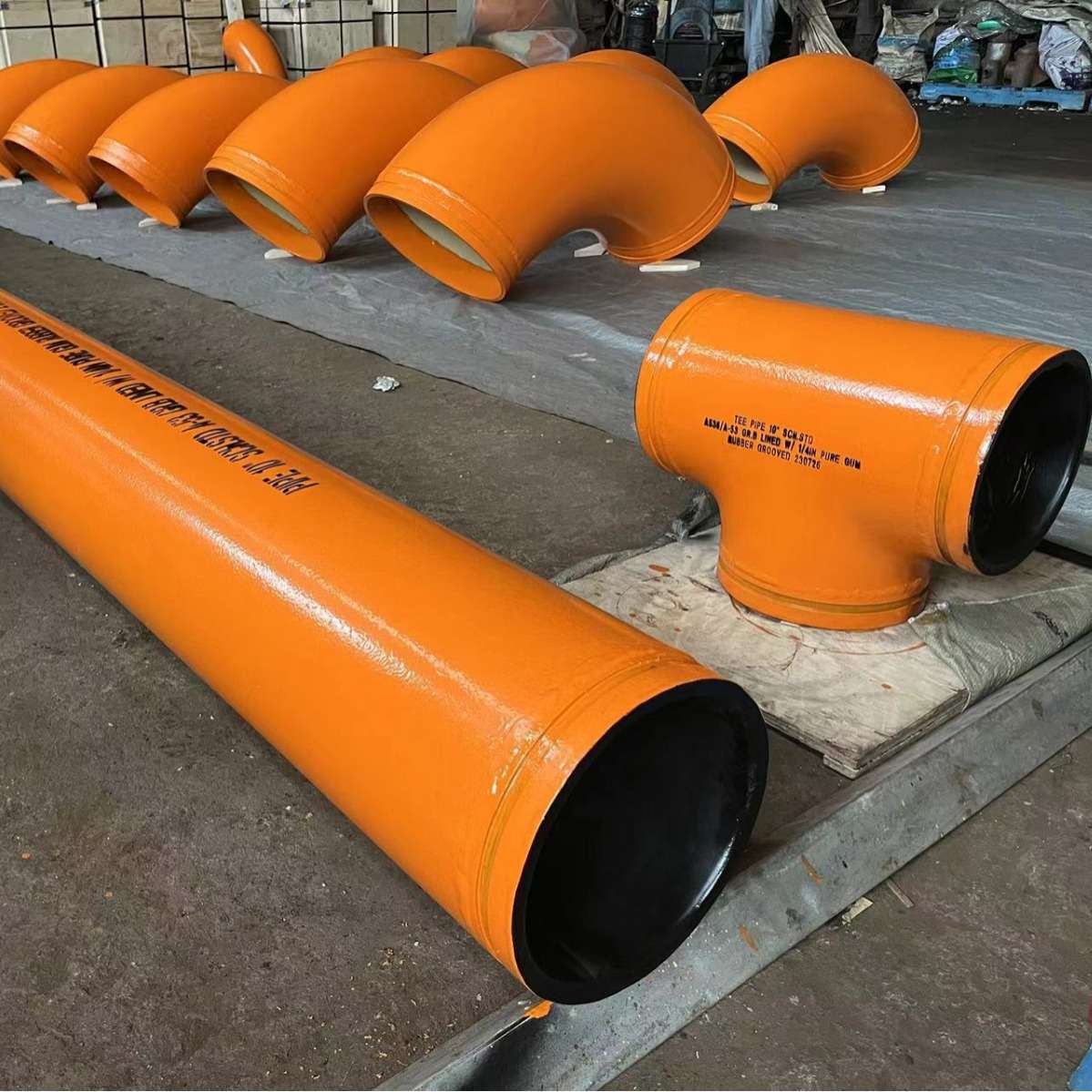 厂家 内衬橡胶 焊接四通 45° 三通 棚栏三通 SPLIT-TEE 三通管件