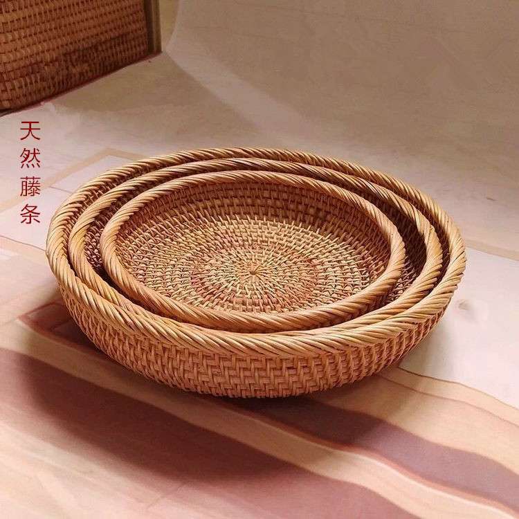 越南藤编 糖果篮 收纳篮水果篮盘 柳编筐糖果收纳筐三件套置物
