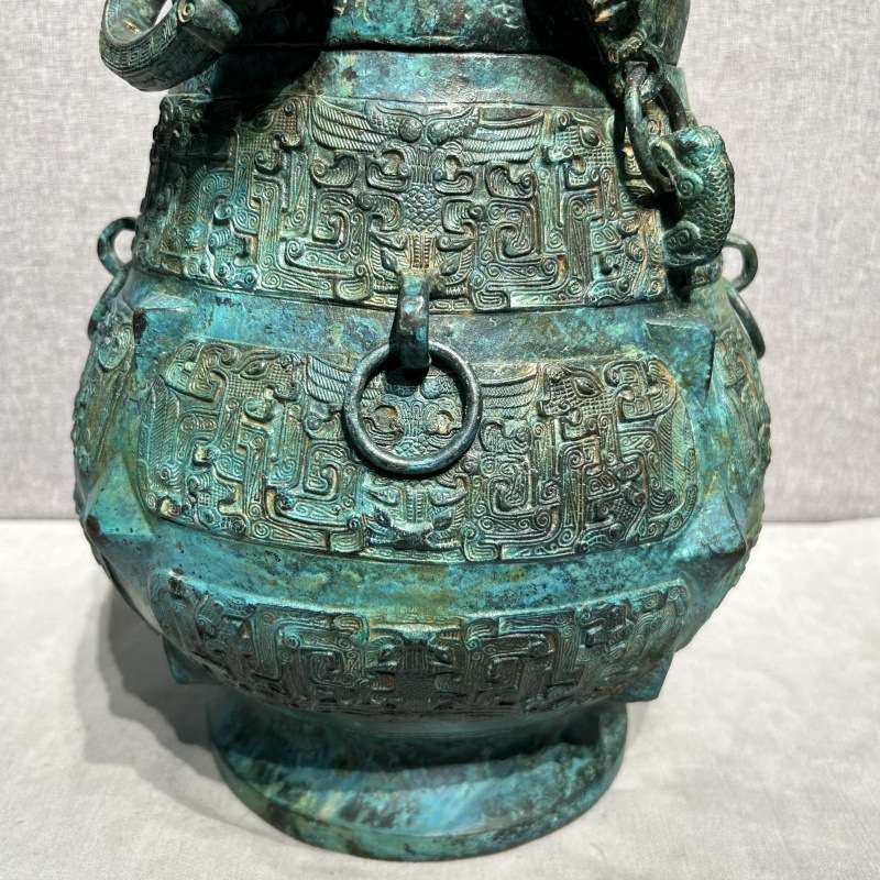 双首提梁卣古青铜器工艺品古玩收藏家居装饰摆件厂家直销
