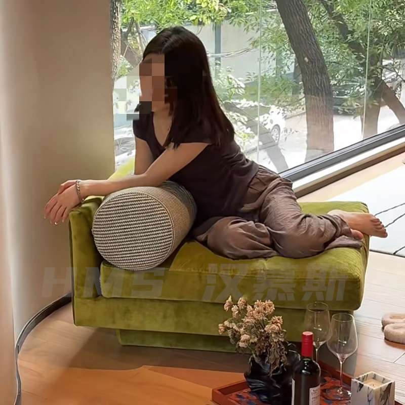田园风极简设计小众款新款单人休闲沙发椅森林系抹茶绿懒人家居椅