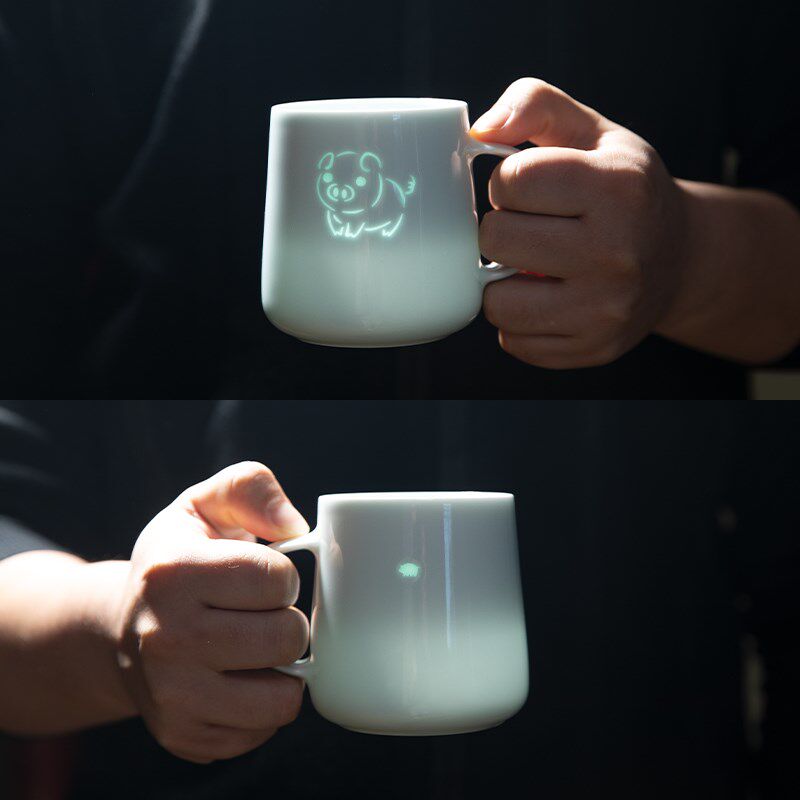 生肖猪玲珑陶瓷杯子男女生情侣对杯马克杯办公室水杯高颜值咖啡杯