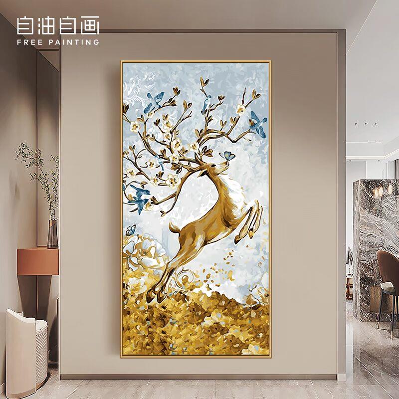 自油自画数字油画diy手绘手工填充填色油彩画客厅装饰画 福鹿生财