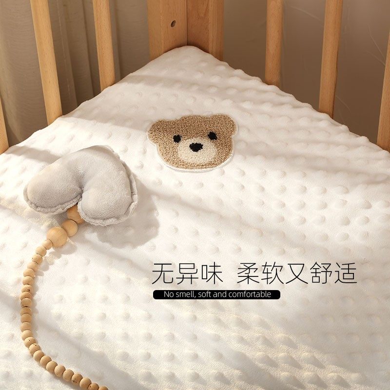 婴儿床床笠秋冬季豆豆绒床单儿童新生宝宝拼接床垫套可定制做单件