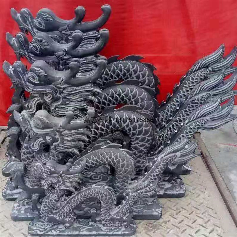 石龙庭院摆件石雕龙青石龙摆件双龙戏珠龙生肖庭院一对石头中国龙