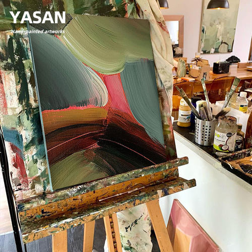 YASAN 纯手绘抽象油画客厅大尺寸无框画卧室小众装饰画艺术肌理画