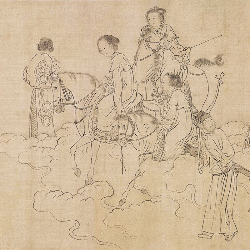 宋 李公麟 西岳降灵图卷绢本长卷横幅高清微喷装饰画人物画