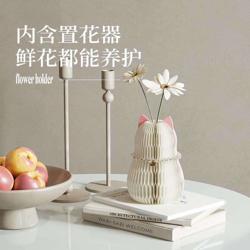 十八纸花瓶花器摆件客厅插花猫咪动物艺术品花瓶创意设计装饰摆件图片