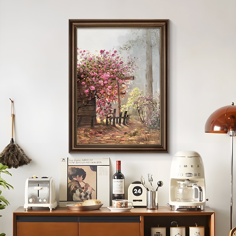美式花卉玄关挂画欧式客厅装饰画法式餐饭厅走廊壁画高级感油画