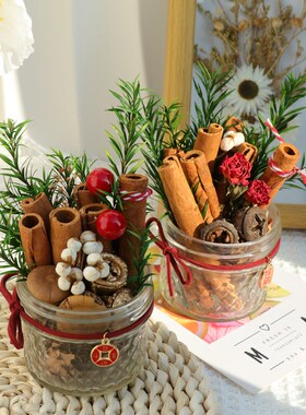肉桂生财DIY材料包森系无火香薰柠檬松果干花摆件新年装饰伴手礼