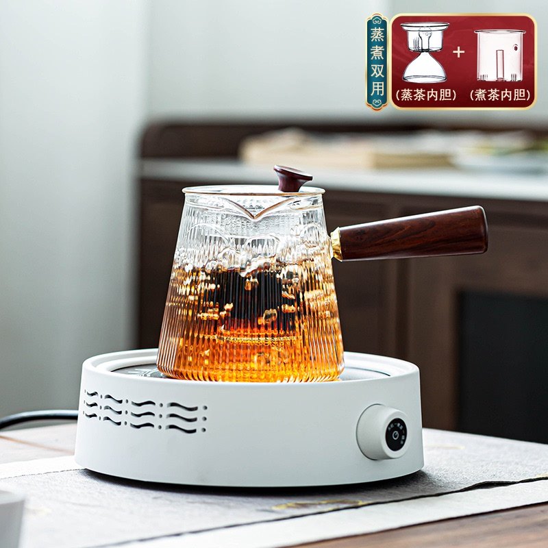电陶炉煮茶玻璃茶具花茶壶套装蒸煮茶器家用网红煮茶炉茶水泡茶壶