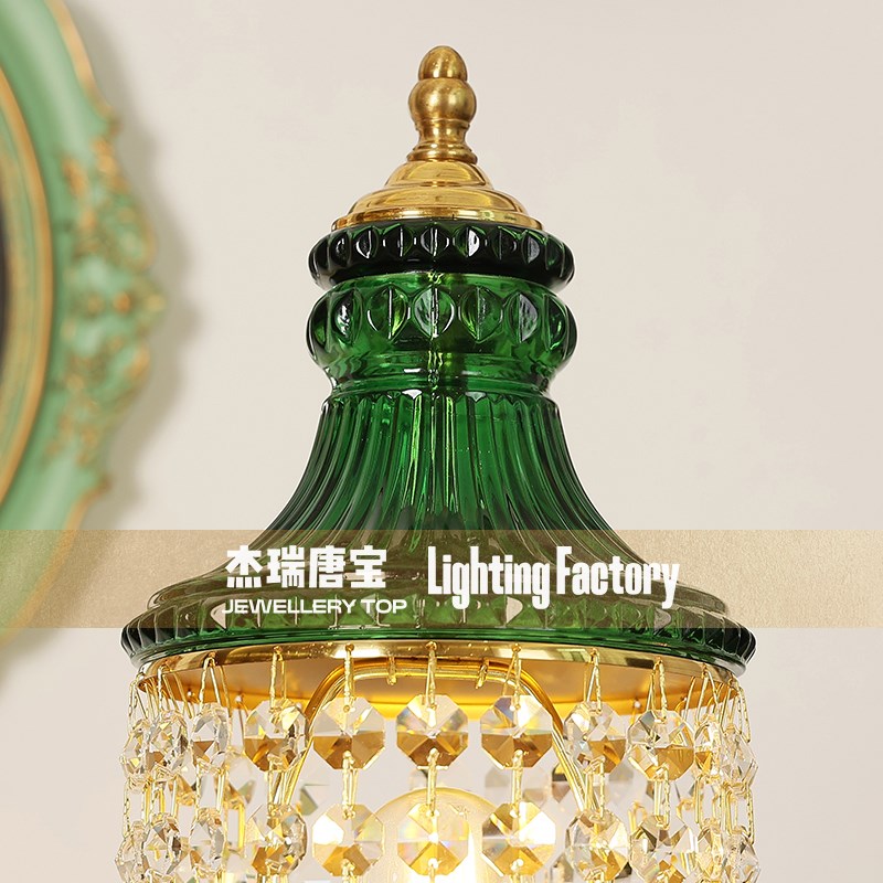 法式复古欧式水晶玻璃台灯 中古风 欧式黄铜雕花卧室客厅装饰灯具