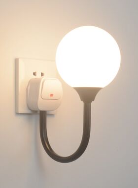 免安装免打孔即插式LED床头灯卧室插座式壁灯插电款插头灯带开关
