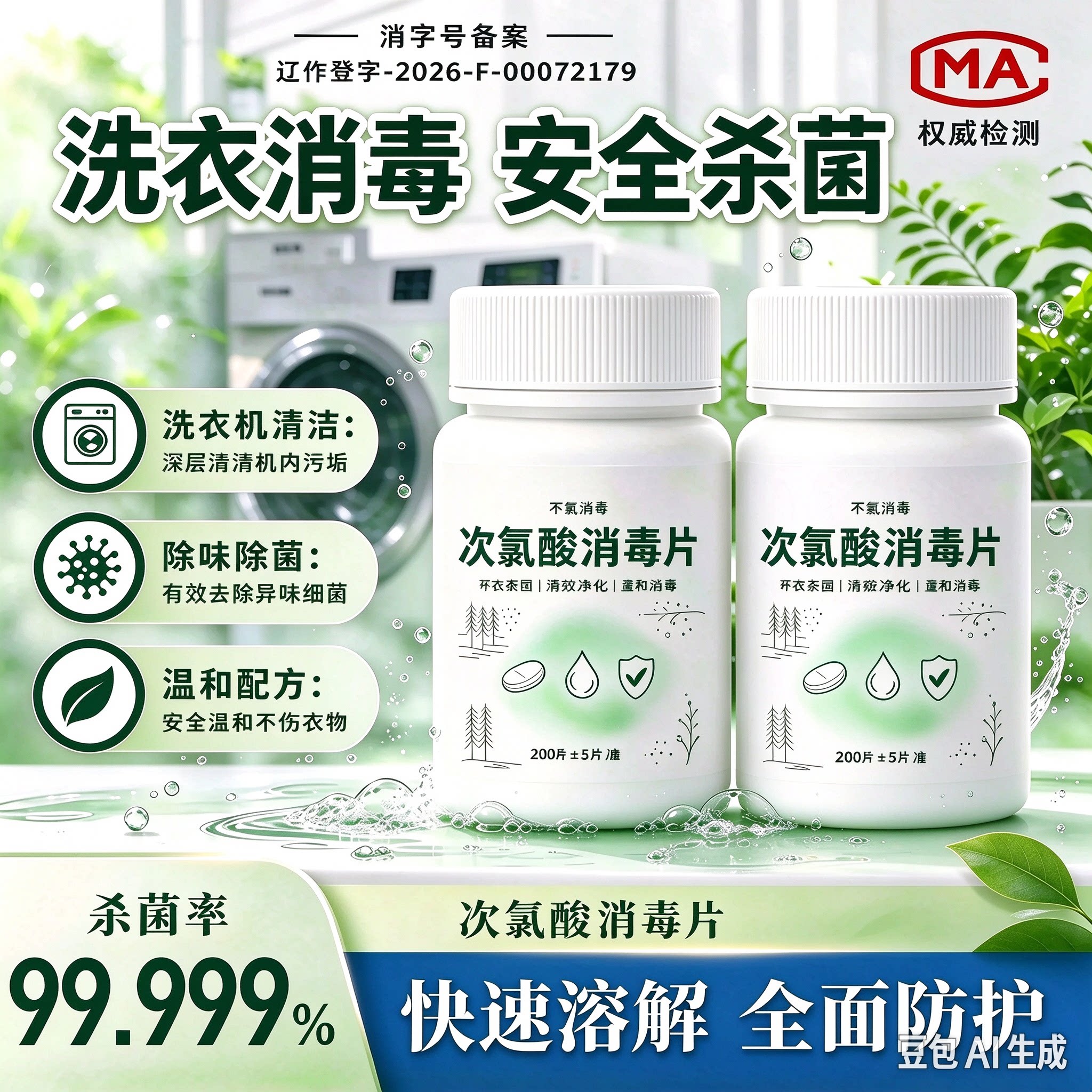 【家政同款】次氯酸消毒片洗衣机衣物宿舍消毒猫咪狗狗杀菌YY