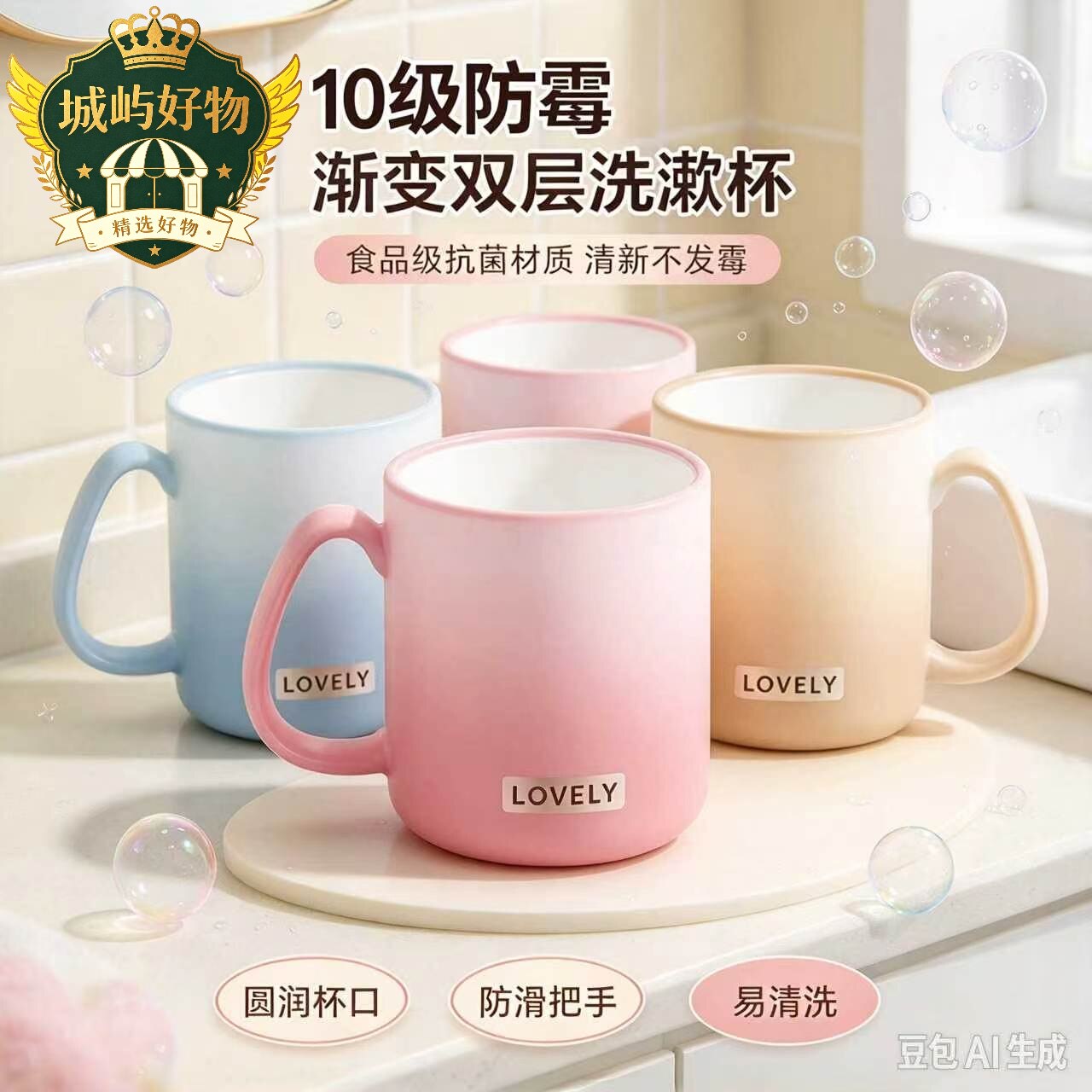 2026新款抗菌防霉漱口杯家用情侣学生加厚防摔刷牙杯洗漱杯牙缸JC