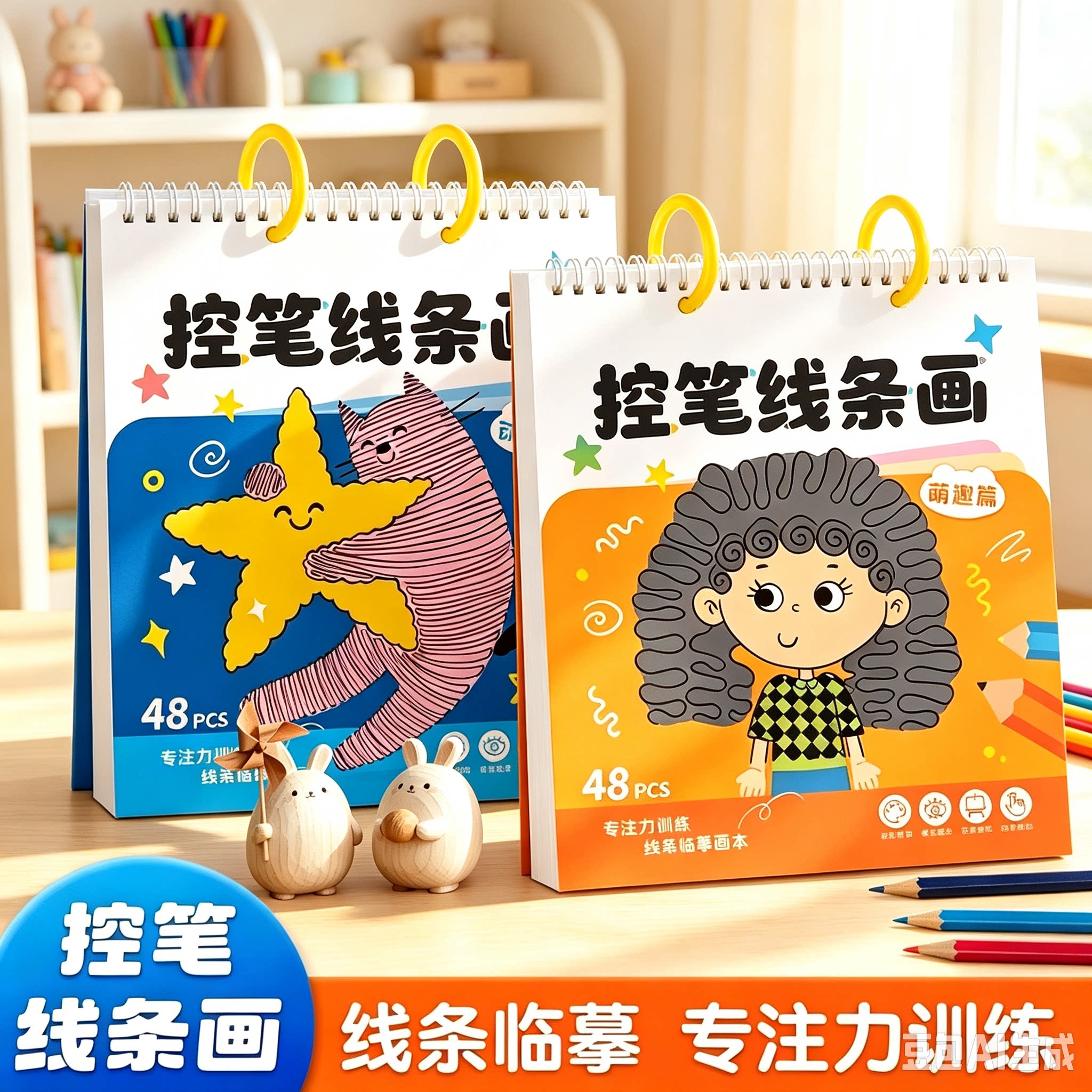 儿童趣味控笔线条画简笔画涂色控笔训练动物萌趣趣味临摹主题YY