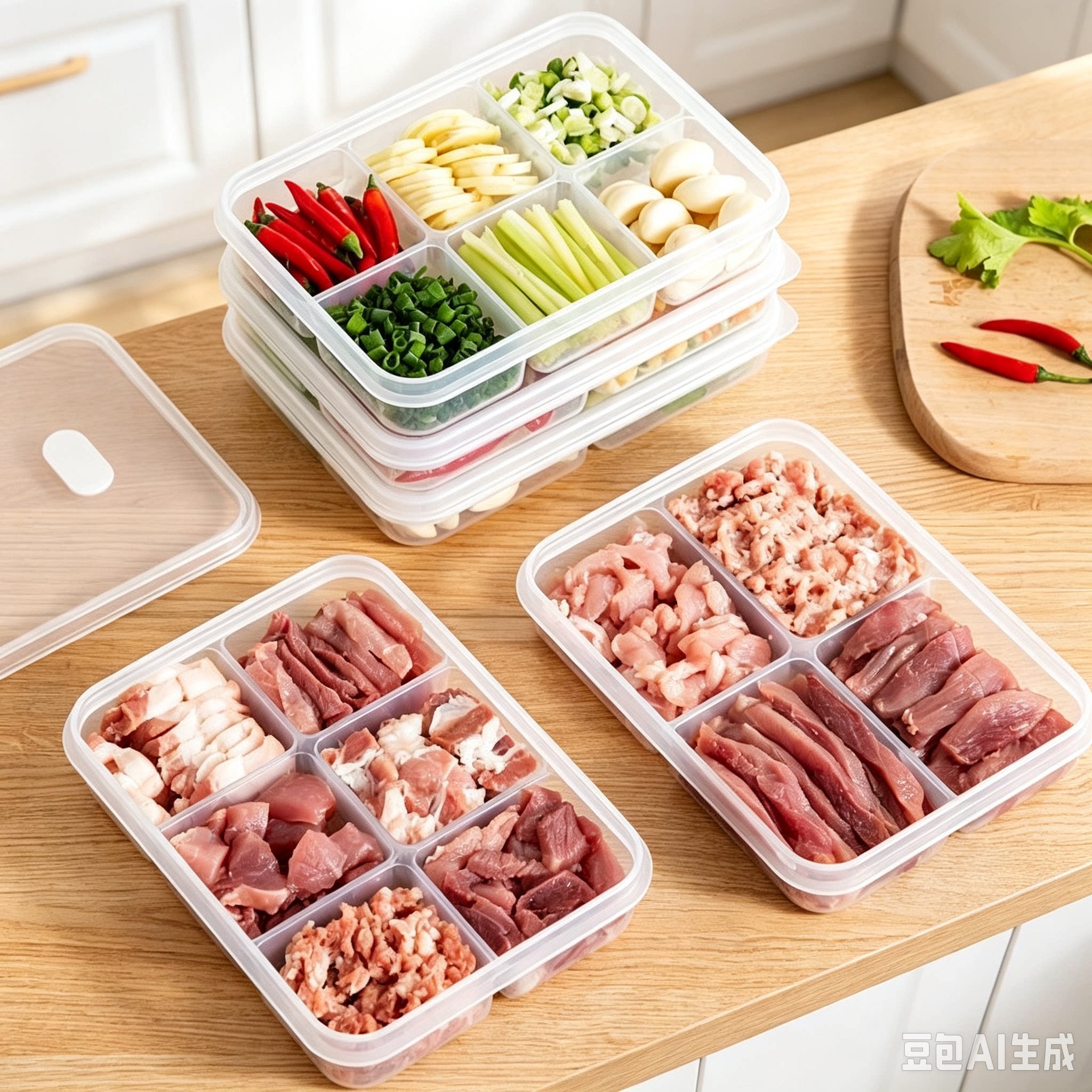 【加厚新品质】分格式保鲜盒冻肉分装冰箱收纳食品级厨房饭盒YY