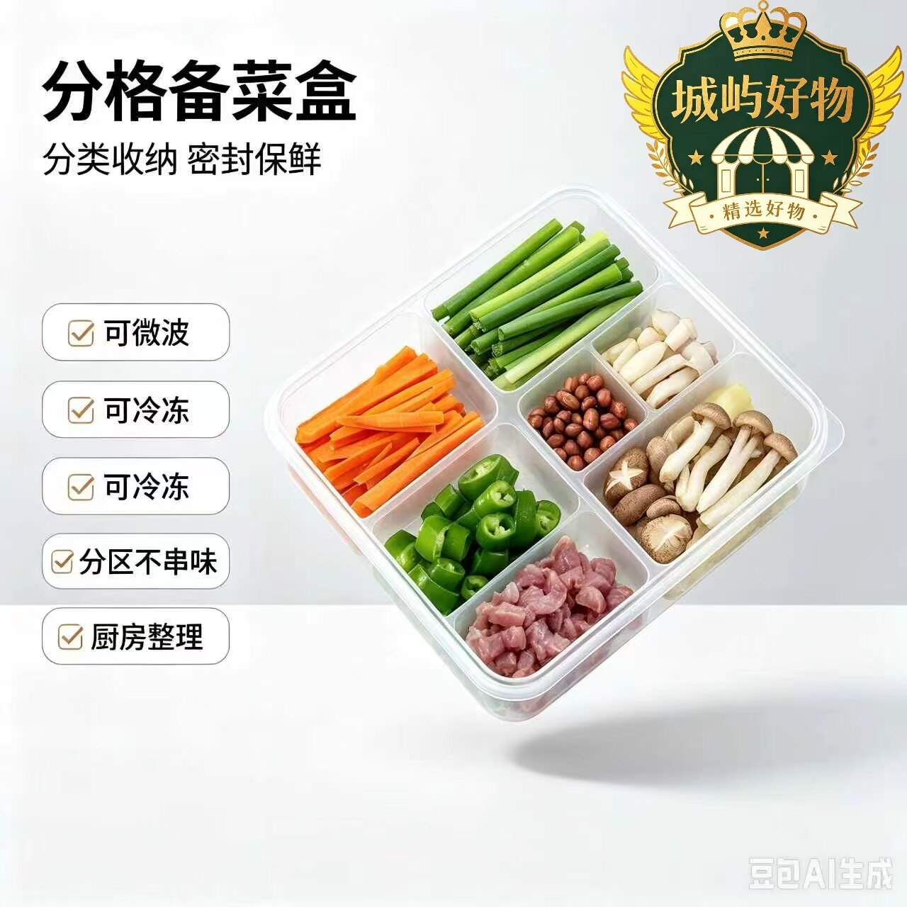 【加厚新品质】分格式保鲜盒冻肉分装冰箱收纳食品级厨房饭盒ZY