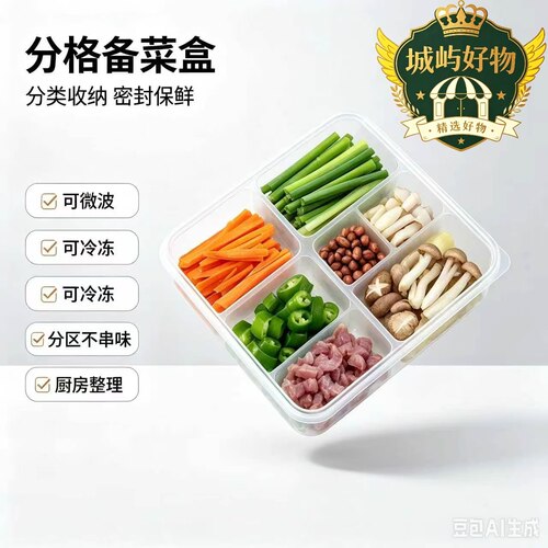 【加厚新品质】分格式保鲜盒冻肉分装冰箱收纳食品级厨房饭盒ZY