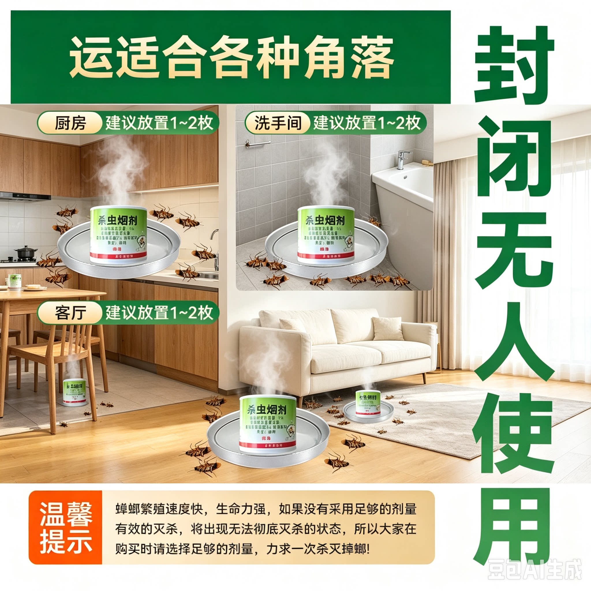 杀虫烟雾弹灭跳蚤除蟑螂药家用室内飞蛾蜘蛛蚊蝇驱熏蒸杀虫剂YY