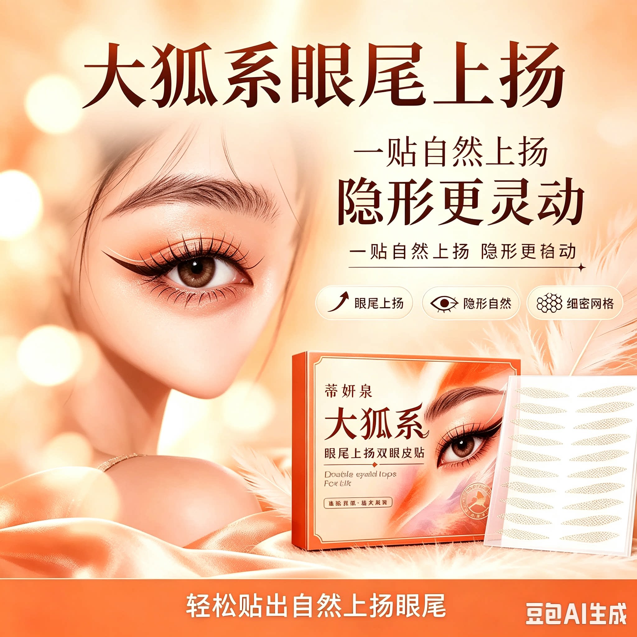 【新品上市】大狐系眼尾上扬双眼皮贴斜长狐系眼小内双眼型调整ZY