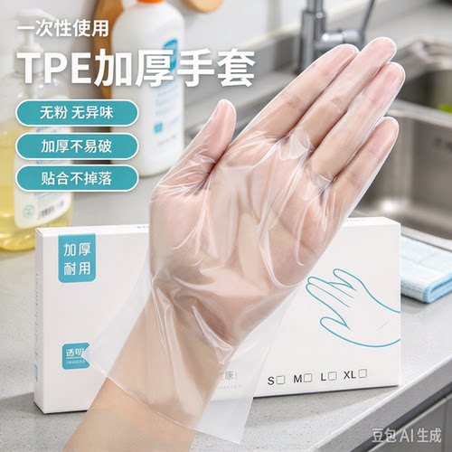 一次性盒装服帖做手膜防刺穿TPE加厚防护手套厨房防水防油YY