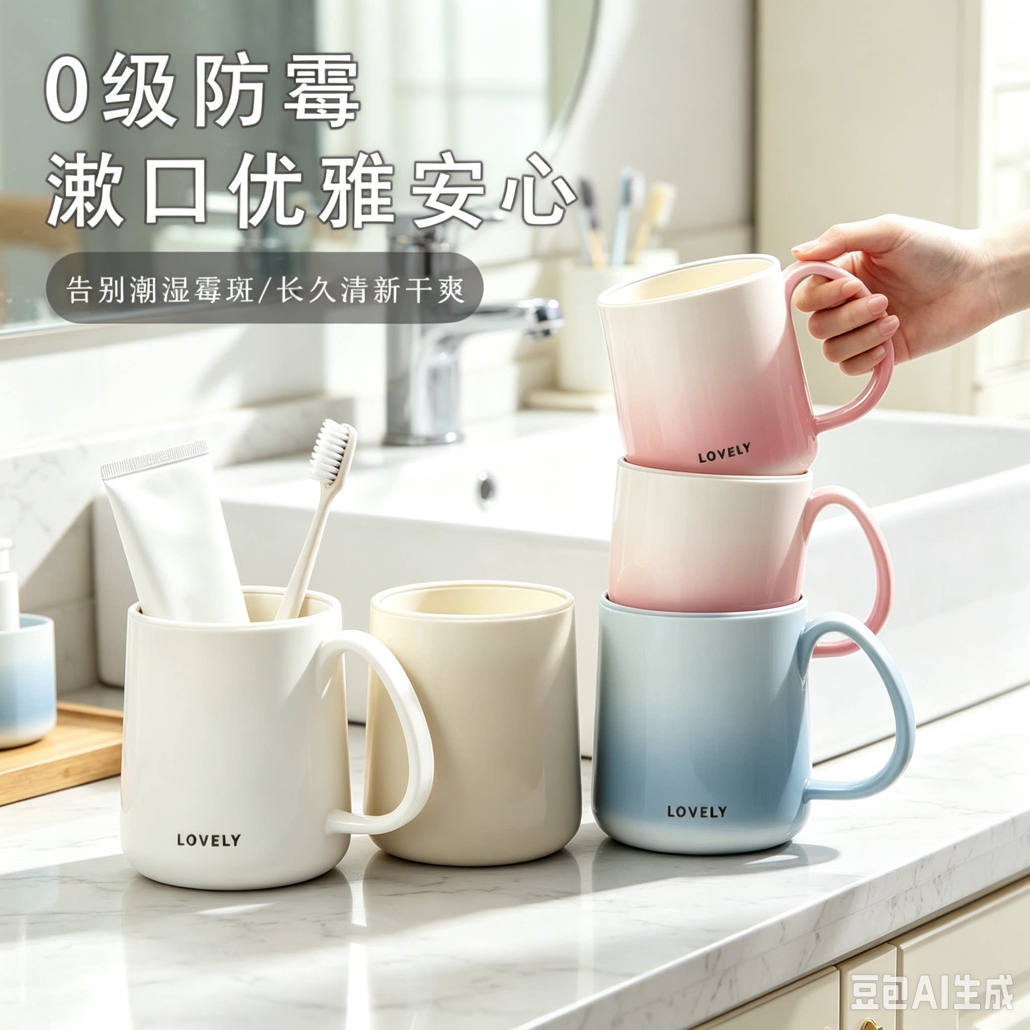 渐变色北欧漱口杯纯色简约轻奢牙刷杯家用情侣学生宿舍洗漱杯YY