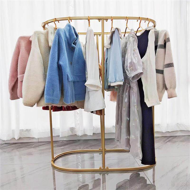服装店展示架落地式童装装饰货架椭圆形女装挂衣服架子中岛龙门架