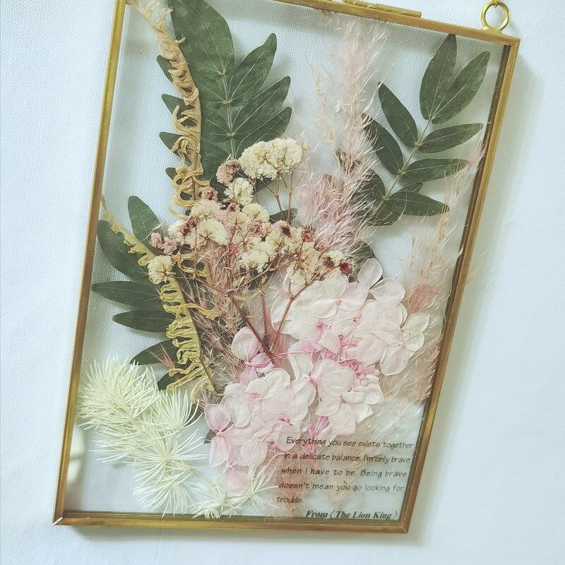 轻奢金边画框玻璃相框手作乡村压花押花干花壁饰摆件民宿艺术相框
